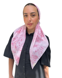 Pink Floral Toile Classic Pre-Tied Bandanna with Velvet Grip