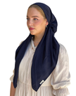 Scarf Bar Navy Matte Satin Classic Pre-Tied Bandanna with Velvet Grip Myselflingerie.com