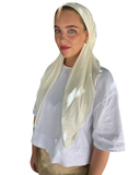 Cream Matte Satin Classic Pre-Tied Bandanna with Velvet Grip