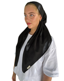 Scarf Bar Black Matte Satin Classic Pre-Tied Bandanna with Velvet Grip Myselflingerie.com