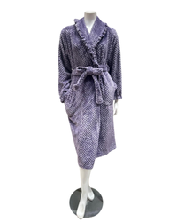 VelvetVibe AL302LV Lavender Textured Furry Morning Robe & Eye Mask Myselflingerie.com