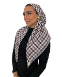 Neutral Houndstooth Classic Pre-Tied Bandanna with Velvet Grip