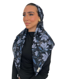 Scarf Bar Midnight Flower Classic Pre-Tied Bandanna with Velvet Grip Myselflingerie.com