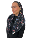 Scarf Bar Black Vibrant Floral Classic Pre-Tied Bandanna with Velvet Grip Myselflingerie.com