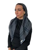 Scarf Bar Charcoal Plaid Classic Pre-Tied Bandanna with Velvet Grip Myselflingerie.com