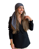 Scarf Bar Charcoal Plaid Square Scarf with Full Grip Myselflingerie.com