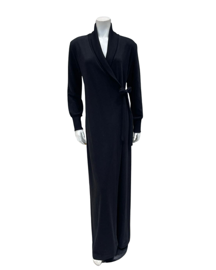 Verdiani 8216 Black Bamboo Cotton Morning Wrap Robe Myselflingerie.com
