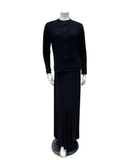 Rojo London Pointelle Black Bamboo Button Down Nightgown & Cardigan Set Myselflingerie.com