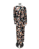 24300676LI Black Floral Paradise Print Button Down Modal Nightgown