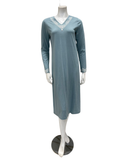 24411 Powder Blue Lace V Neck Cotton Blend Nightshirt