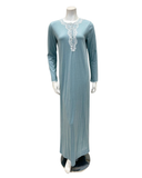 Iora Lingerie 24425AC Powder Blue Medallion Lace Button Down Cotton Blend Nightgown Myselflingerie.com