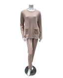 24526 Pale Pink Sherpa Pockets Fleece Lined Pajamas Set