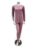 24518 Dusty Rose Lace V Neck Modal Pajamas Set