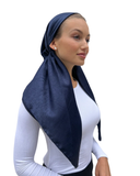 Navy Velour Classic Pre-Tied Bandanna with Velvet Grip