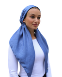 Ocean Blue Velour Classic Pre-Tied Bandanna with Velvet Grip