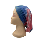 CB90 Blue, Green & Orange Tie Dye Cotton Beanie Snood