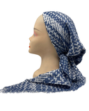 Atifa AT17/189 Blue Houndstooth Pre-Tied Bandanna with Velvet Grip Myselflingerie.com