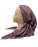 Atifa Lilac Houndstooth Pre-Tied Bandanna with Velvet Grip