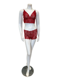 M4350 Barlette Red Lace Sheer Bralette & Panty Set