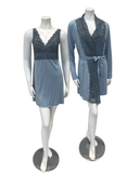 Samantha Chang Iceberg/Harbor Mist Lace Modal Chemise & Robe Set