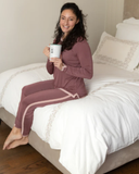 Mon Loungewear CRML Rose Mauve V Neck Modal Pajamas Set Myselflingerie.com