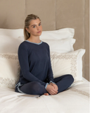 Mon Loungewear Storm Blue V Neck Modal Pajamas Set