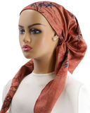 P2562 Tropical Leaves Mauve Classic Fit Pre-Tied Bandanna