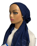 P2543-25 Cobalt Blue Pattern Lines Classic Fit Pre-Tied Bandanna