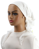 IT2517-25 White Criss Cross Israeli Style Long Tails Pre-Tied Bandanna