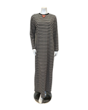 UmiUmi Black/Oatmeal Striped Pull On Cotton Teen Nightgown