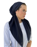 Scarf Bar Navy Scalloped Solid Triangle with Full Grip Myselflingerie.com