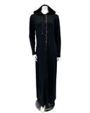 Sparrow Ribbed Rainbow Embroidery Black Jersey Hooded Lounger Morning Robe