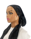 P2426-25 Black/Blue Woven Classic Fit Pre-Tied Bandanna