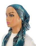 Ahead Black/Teal Abstract Plaid Classic Fit Pre-Tied Bandanna