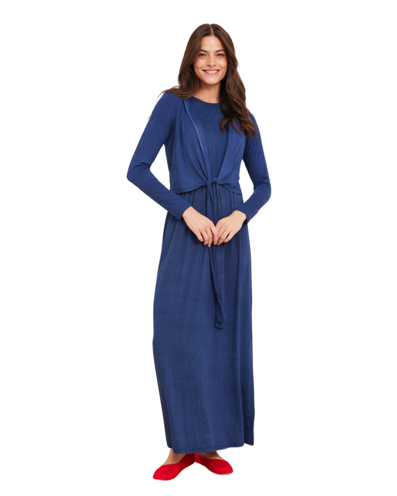 ORD DNO25159N Blue Wrap Style Nursing Nightgown Lounger Myselflingerie.com