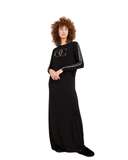 ORD PNO257111 Floral Embroidered Logo Black Modal Nursing Nightgown Myselflingerie.com