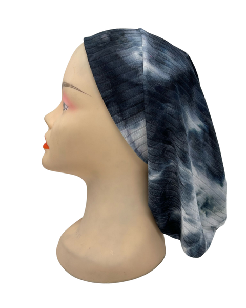 Triple Up SS101-F Blue/Black Ribbed Tie Dye Sleeping Snood Myselflingerie.com
