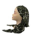 Triple Up BUL936 Olive Leopard Metallic Unlined Pre-Tied Bandanna Myselflingerie.com