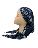 Triple Up Blue Leopard Metallic Unlined Pre-Tied Bandanna