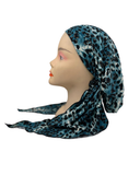 Triple Up Teal Leopard Metallic Unlined Pre-Tied Bandanna