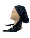 Mega Dreams Blue Frills Black Lined Pre-Tied Bandanna