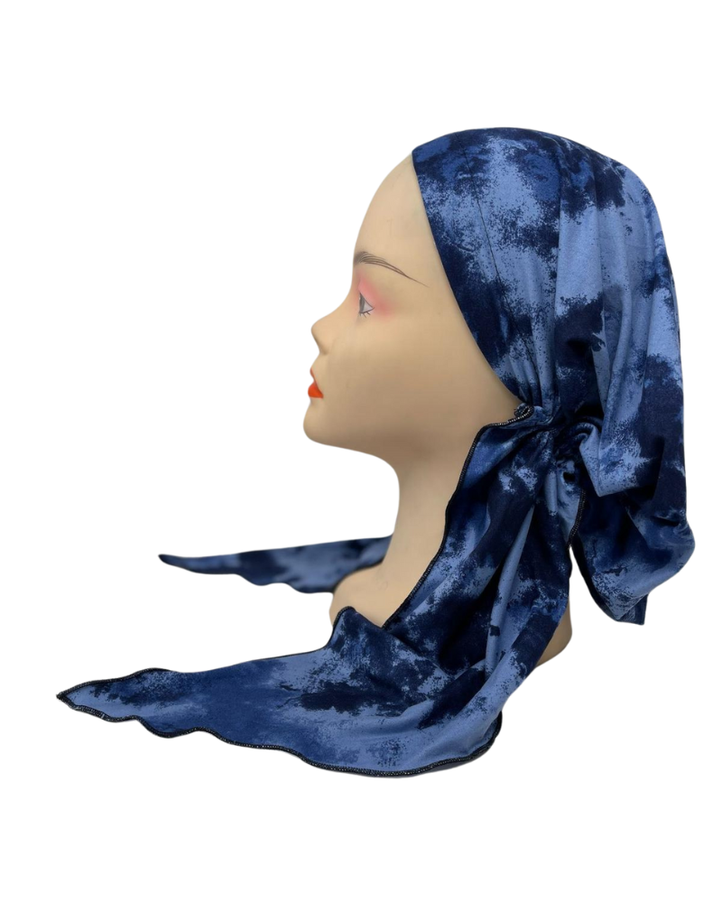 Triple Up BUL101-H Light Blue Tie Dye Unlined Pre-Tied Bandanna Myselflingerie.com