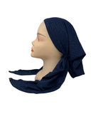 Triple Up Navy Striped Eyelet Lined Pre-Tied Bandanna