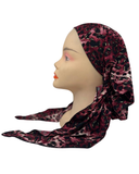 Triple Up Burgundy Leopard Metallic Unlined Pre-Tied Bandanna