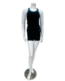 Flamingo 23FL02ZDOL Black/Aqua Trim 2 Piece Teen's Bathing Suit Tank with Shorts Myselflingerie.com