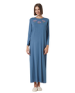 Pen-ky 11915 Dusty Blue Flower Bouquet Cotton Blend Coverall Nursing Nightgown Myselflingerie.com