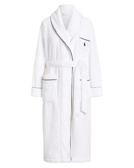 Polo by Ralph Lauren 4P0005-R2192 White Cloud Essentials Cotton Long Bathrobe Myselflingerie.com