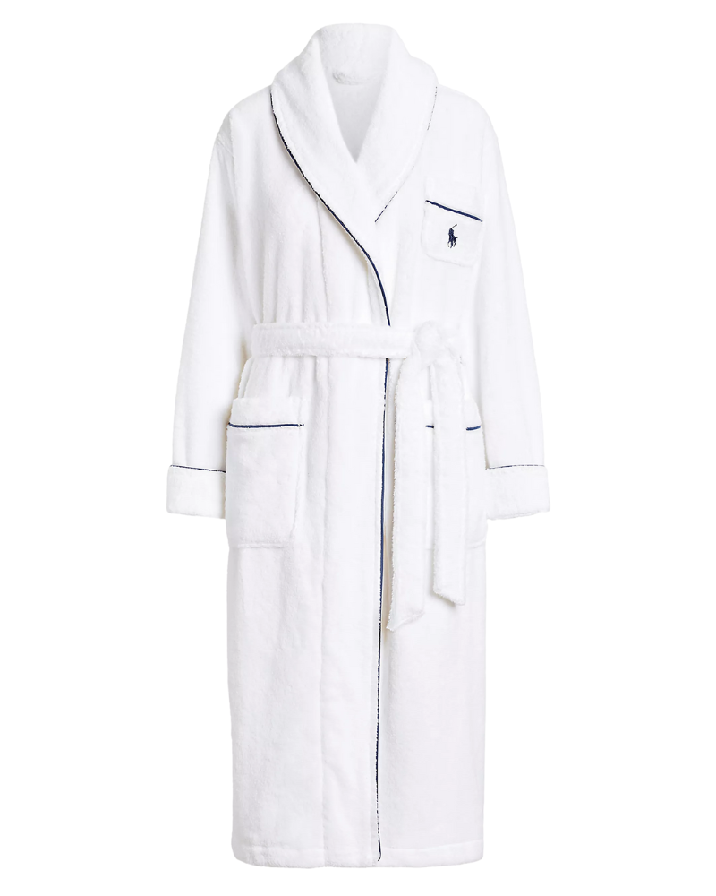 Polo by Ralph Lauren 4P0005-R2192 White Cloud Essentials Cotton Long Bathrobe Myselflingerie.com