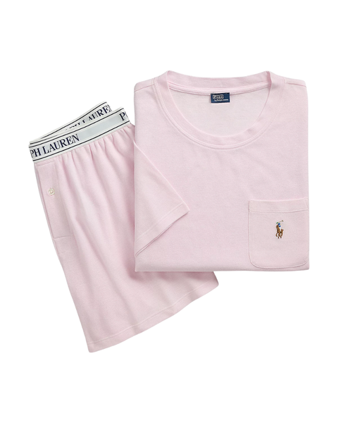Polo by Ralph Lauren 4P0205-R2521 Pink Knit Oxford Short Sleeve Shorts Pajamas Set Myselflingerie.com