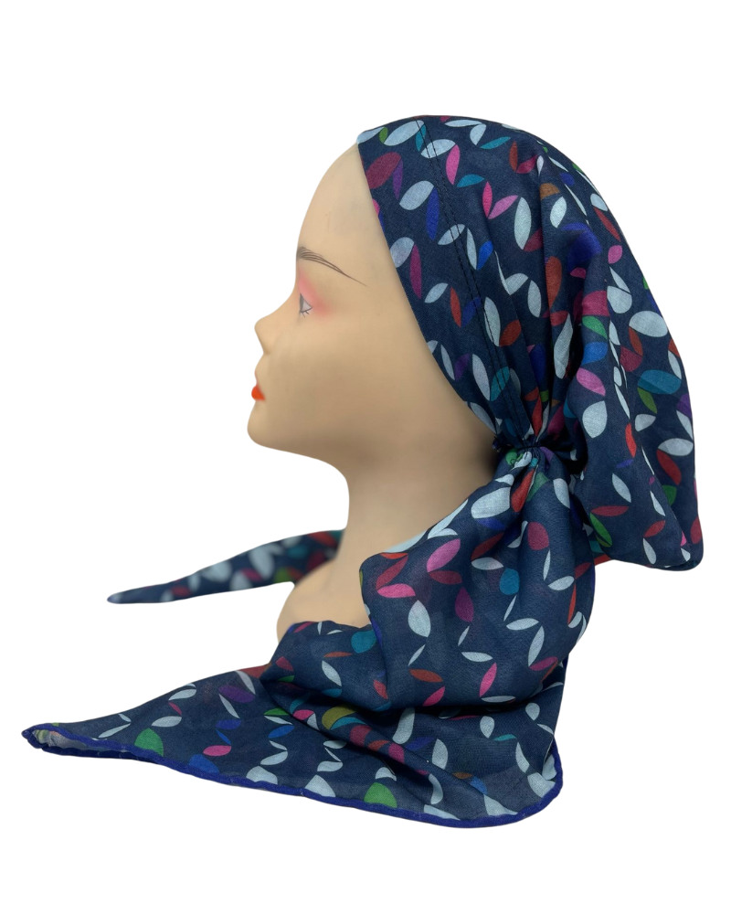 It's Younique PP-SL-BL Blue Small Leaves Pre-Tied Bandanna with Velvet Grip Myselflingerie.com